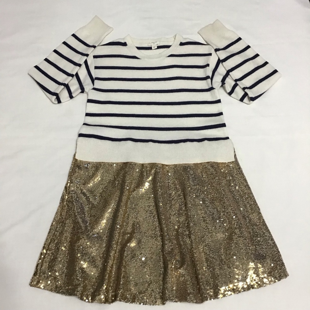 Crewcuts Girls Striped Sweater Sequin Dress Size 14 Year - K411